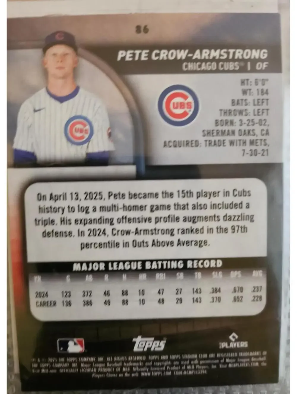 2025 Topps Stadium Club - Pete Crow-Armstrong #86